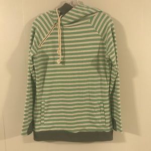 Boutique Mint/Cream Striped Dbl. Hooded Sweatshirt